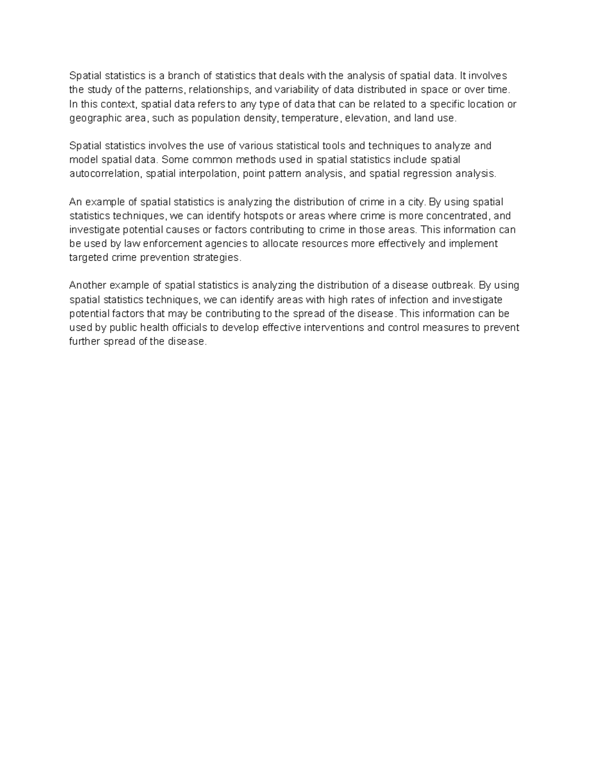 Spatial Statistics notes - Spatial statistics is a branch of statistics ...