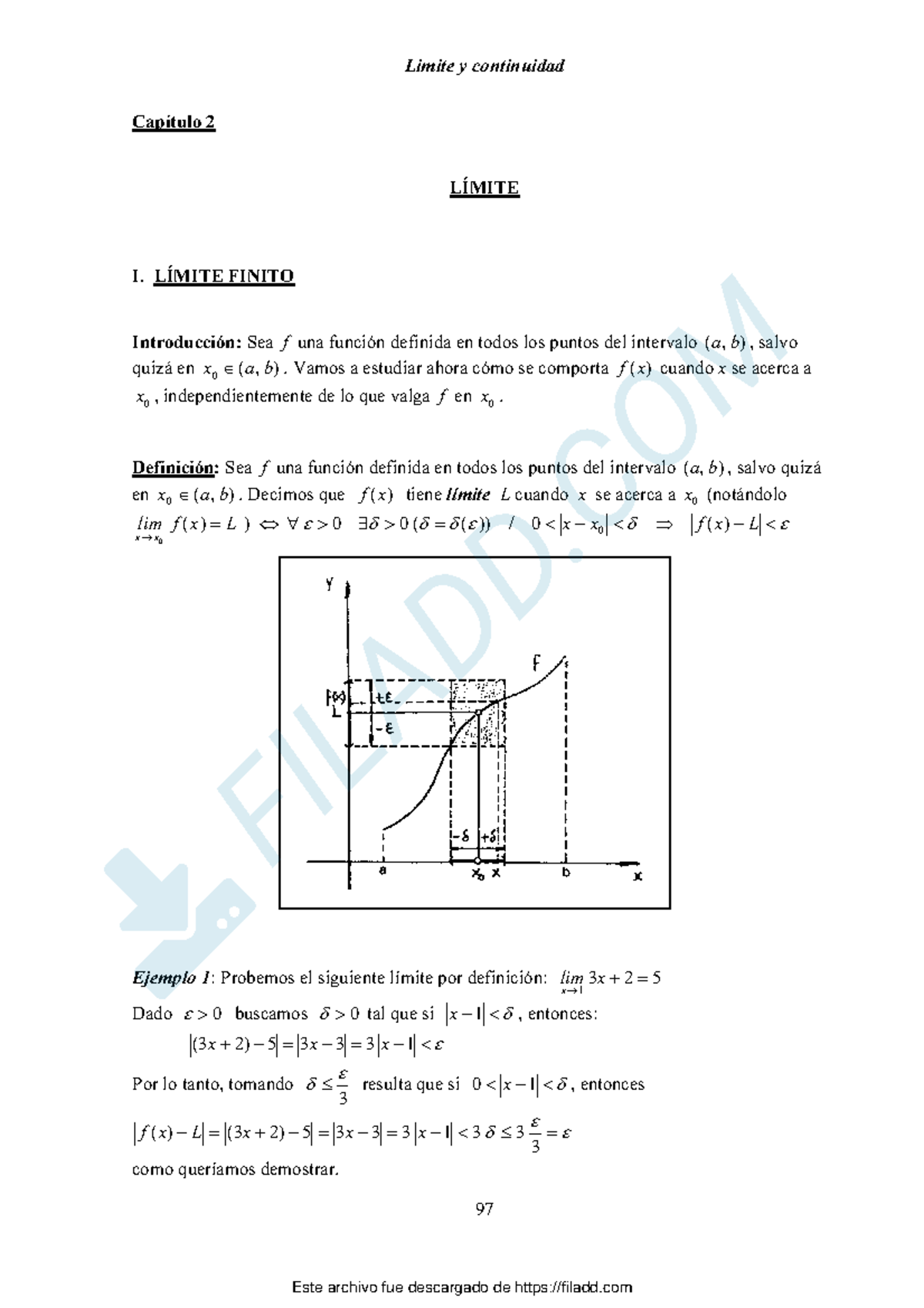 Cap2 Limite Y Continuidad 97 Capitulo 2 Limite I Limite Finito Introduccion Sea F Una Funcion Studocu