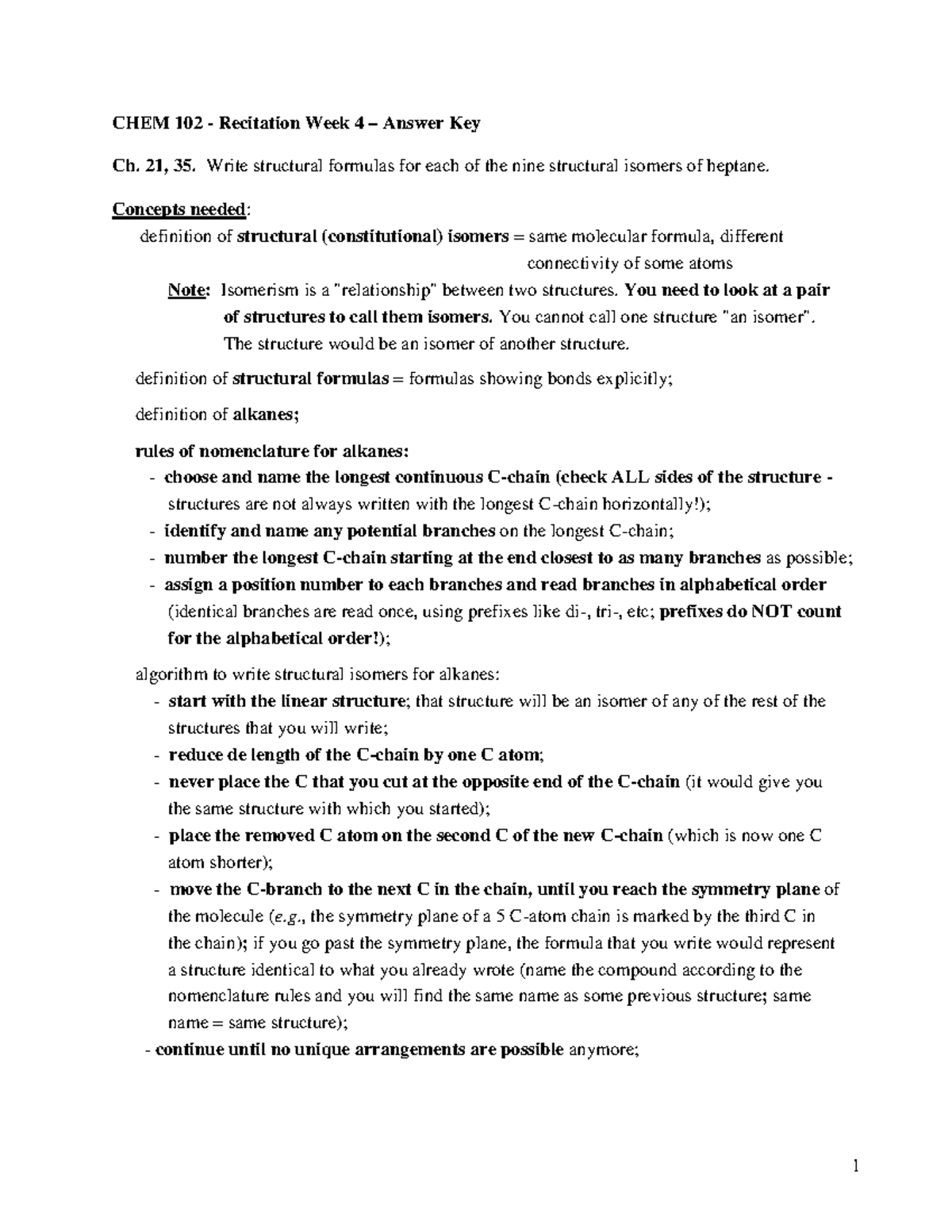 CHEM 102 Week 4 Answer Key W23 - CHEM 102 - Recitation Week 4 – Answer ...