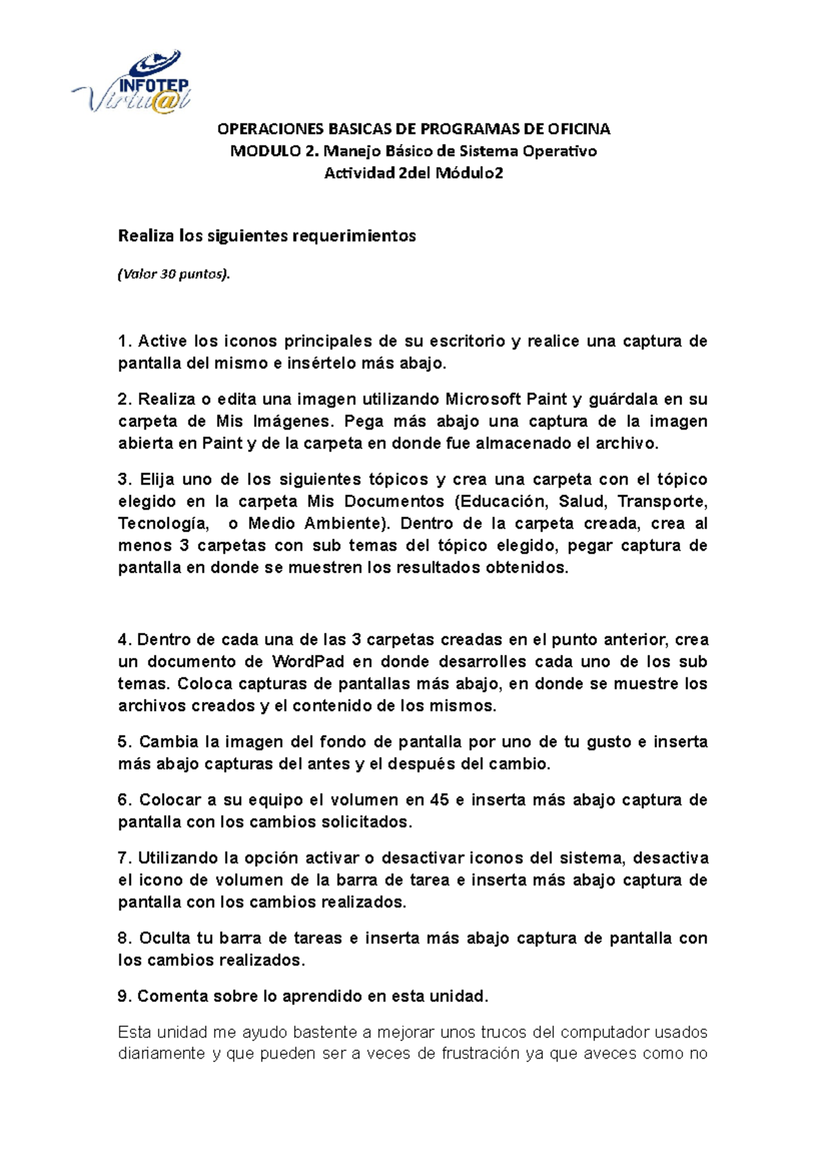 Actividad 2. Módulo 2 Rosa Vargas - OPERACIONES BASICAS DE PROGRAMAS DE ...