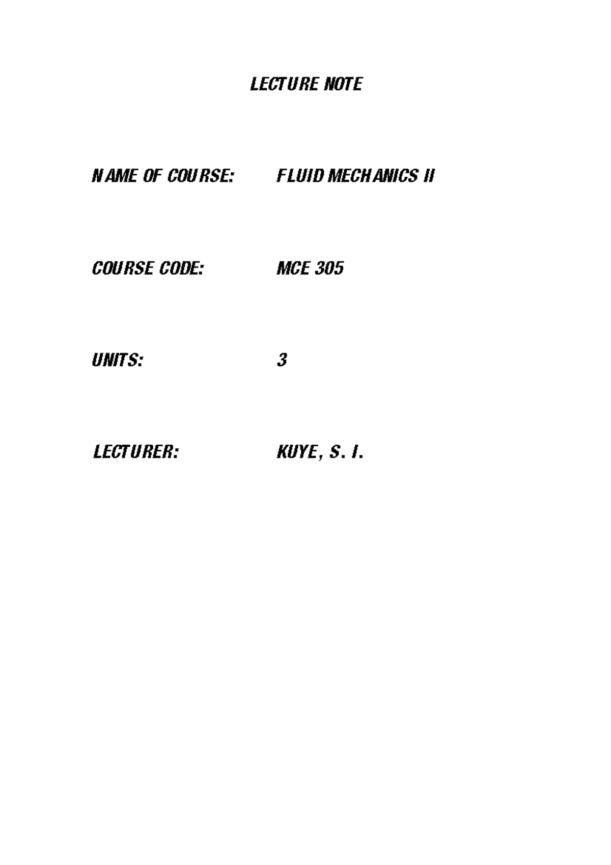 Fluid Mechanics II - description of all the text for this year - - Studocu