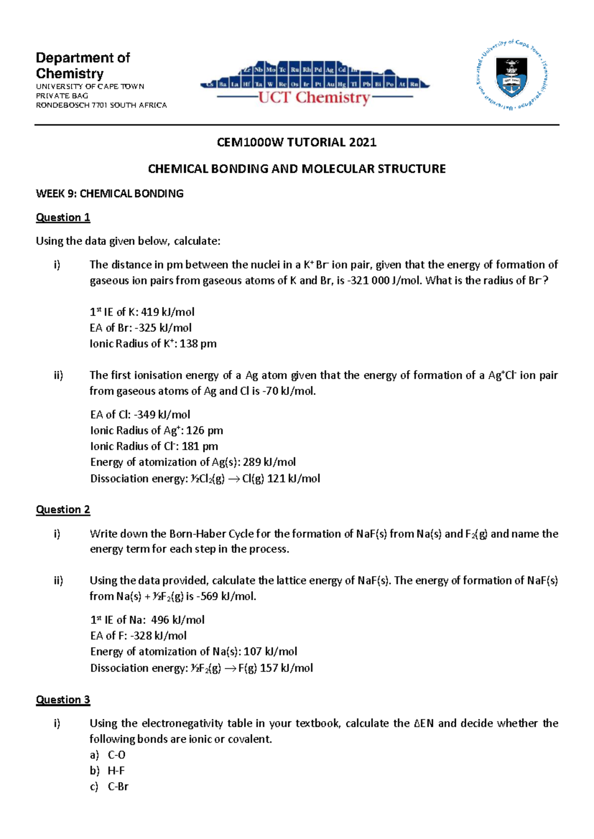 CEM1000W+Tutorial+-+Chemical+Bonding+and+Molecular+Structure+ Questions ...