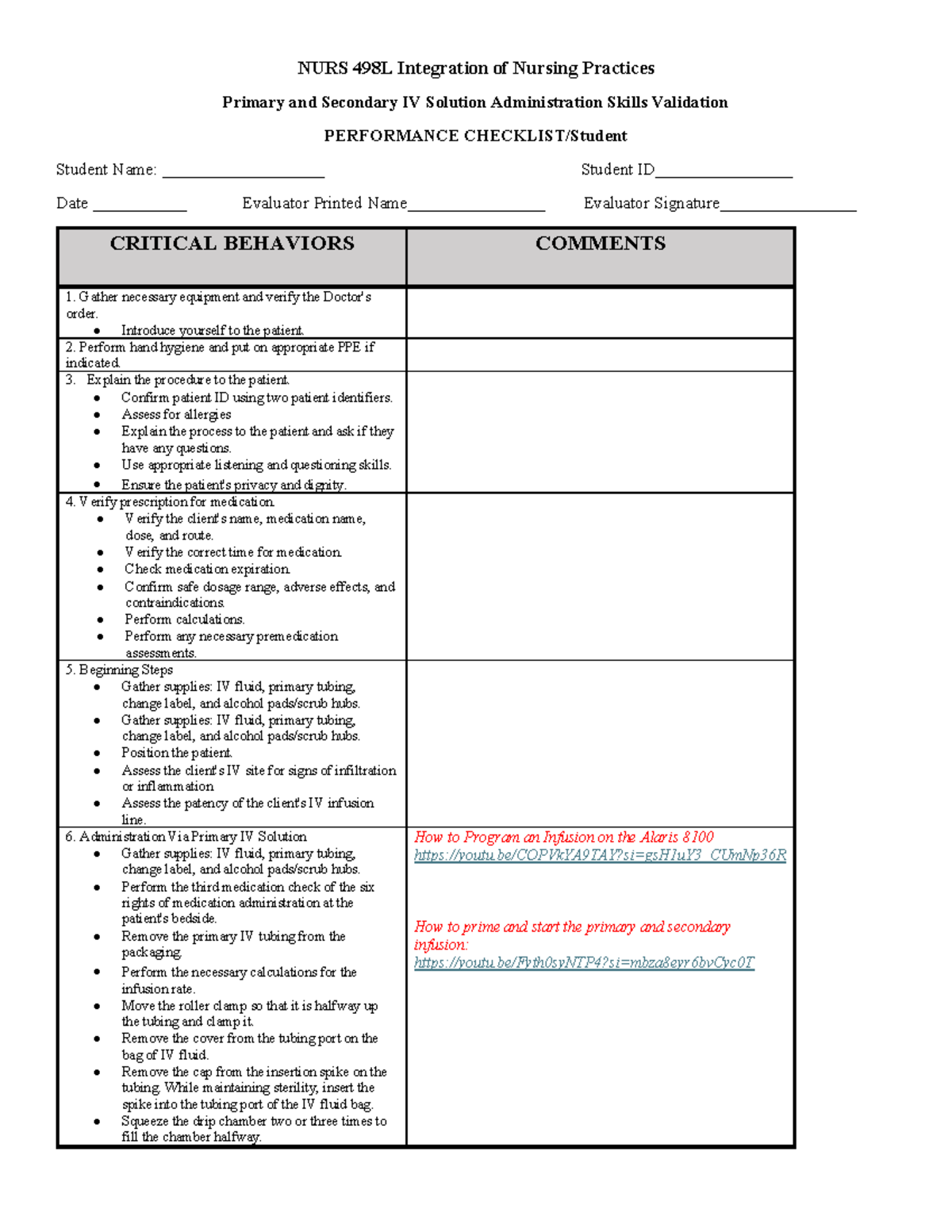 Primary and Secondary IV Solution Admin NURS 498L Integration of