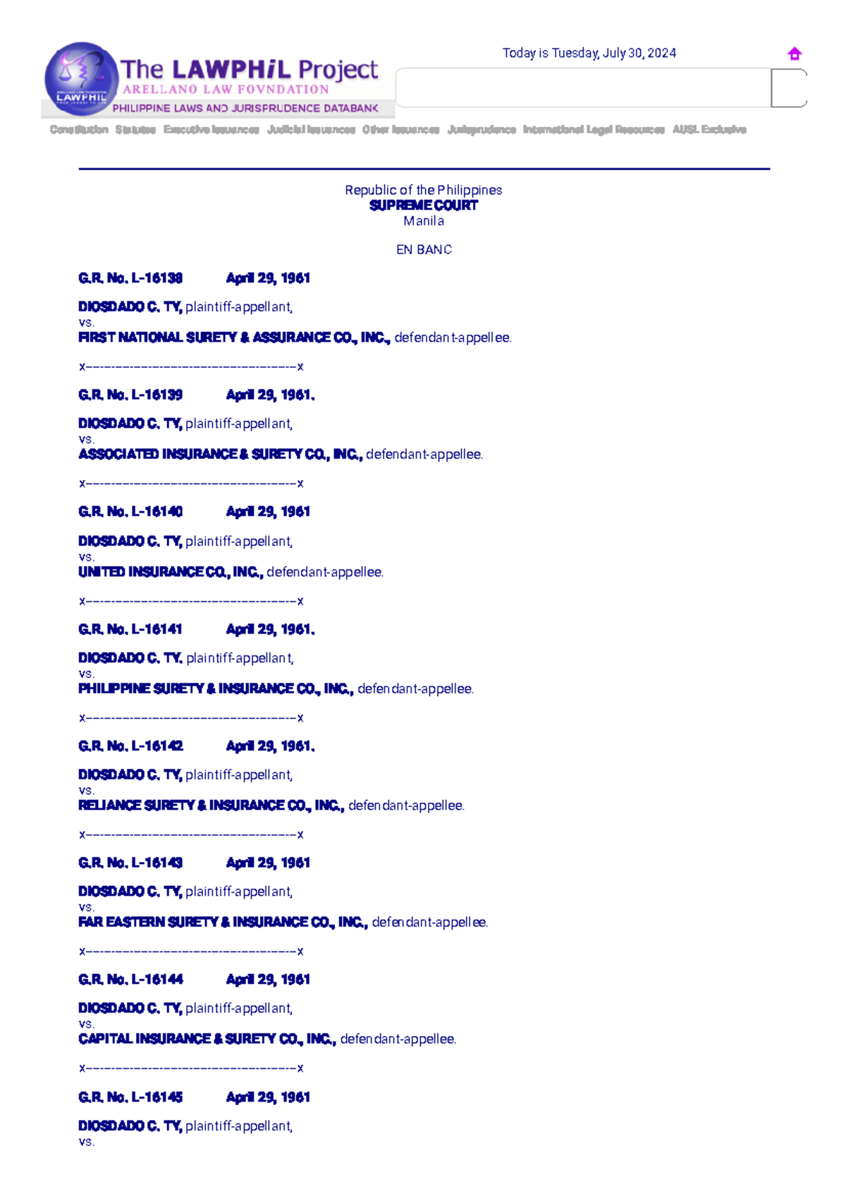 G.R. No. L-16138 - Constitution Statutes Executive Issuances Judicial ...