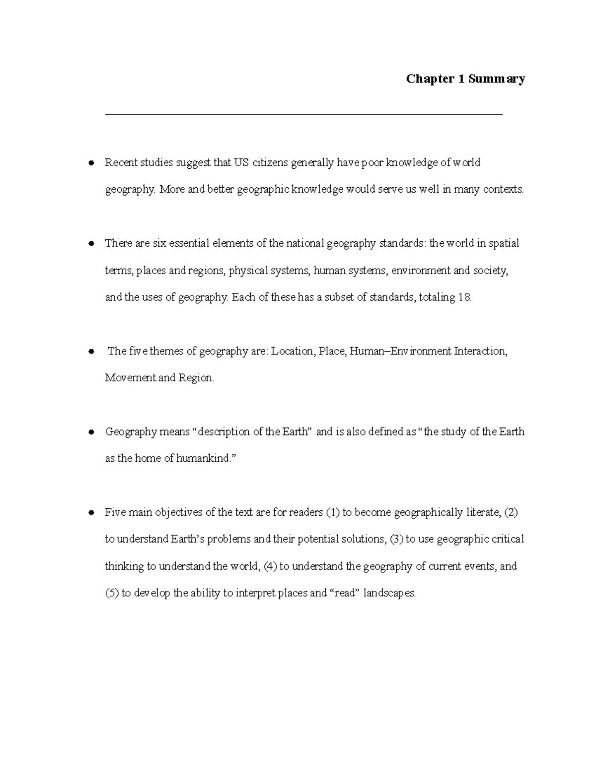 GEOG 200 Chapter 1 Study Guide - Chapter 1 Summary - Studocu