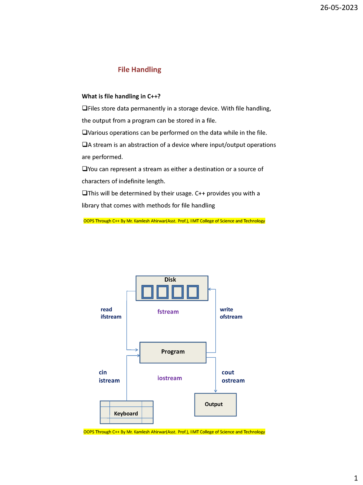 File Handling notes File Handling What is file handling in C++