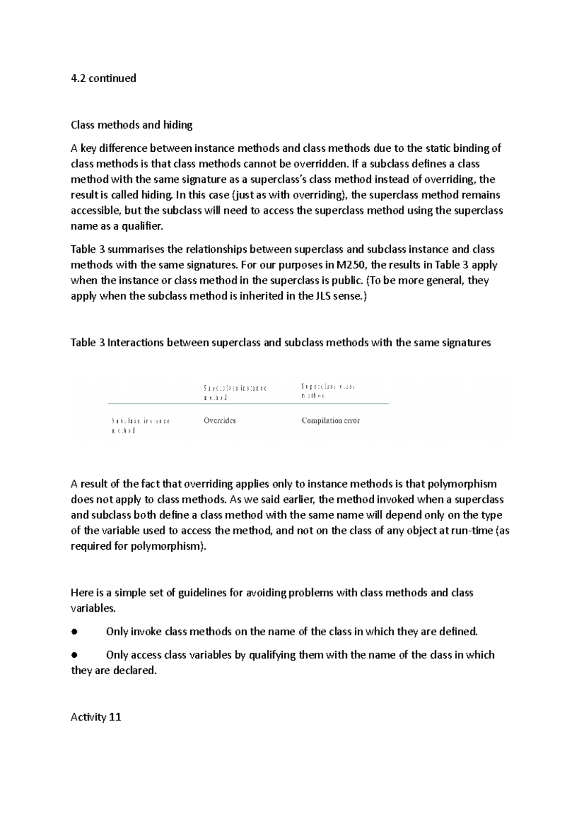 Unit 7 - 4.2 continued, 4 - 4 continued Class methods and hiding A key ...