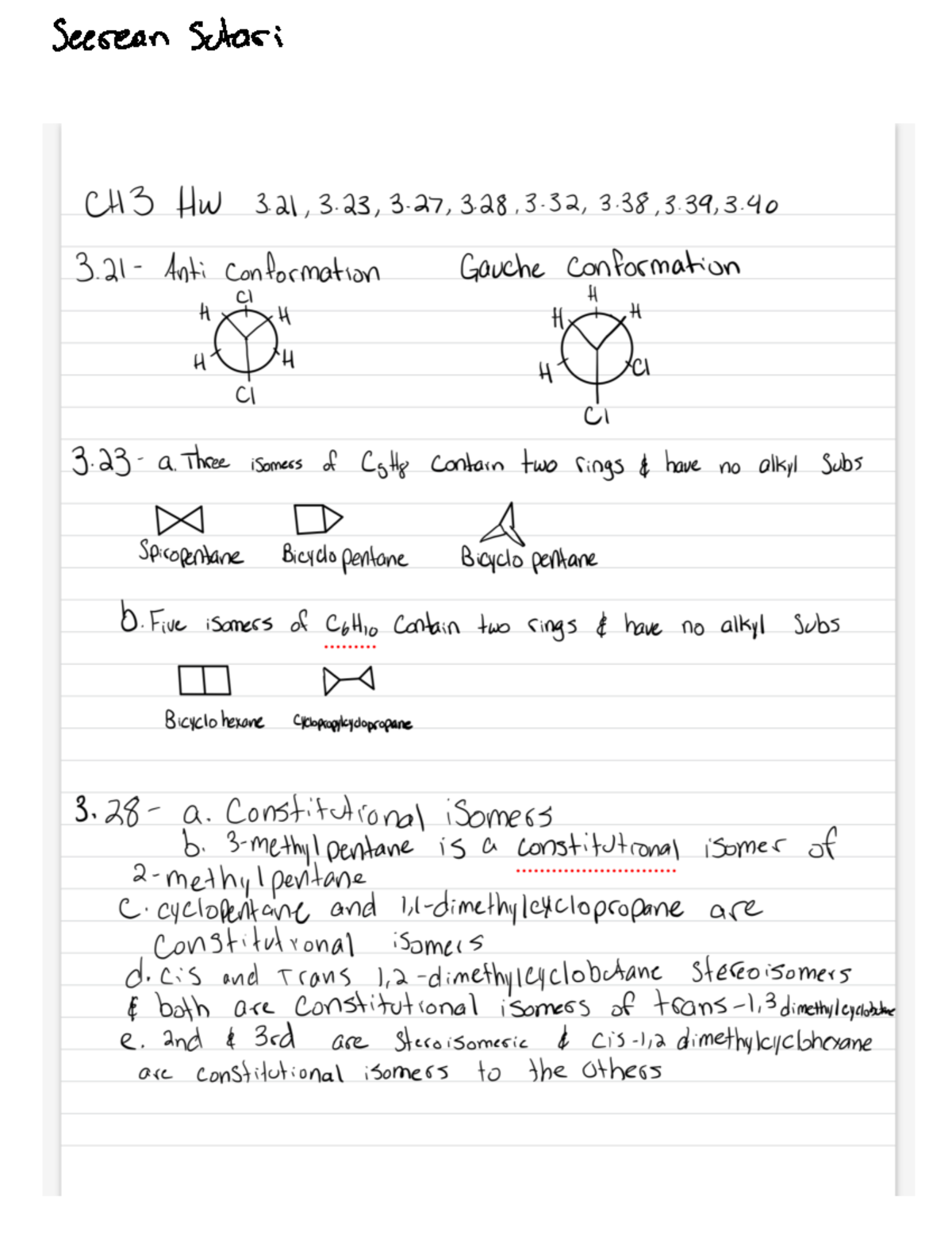 Note Mar 19, 2024 - Notes - Seerean Sutari CH3 Hw 3 Anti conformation ...
