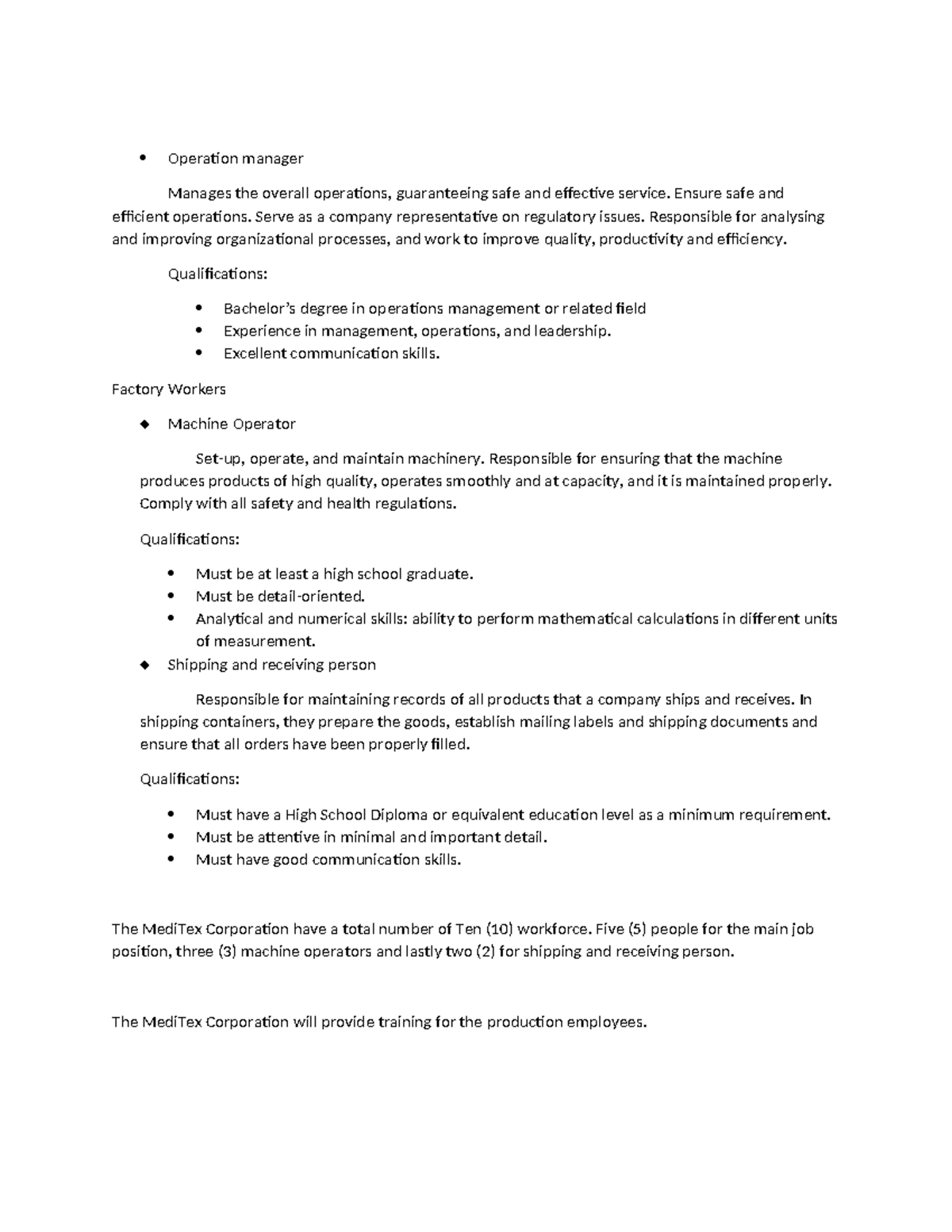 Operation manager - free - Operation manager Manages the overall ...