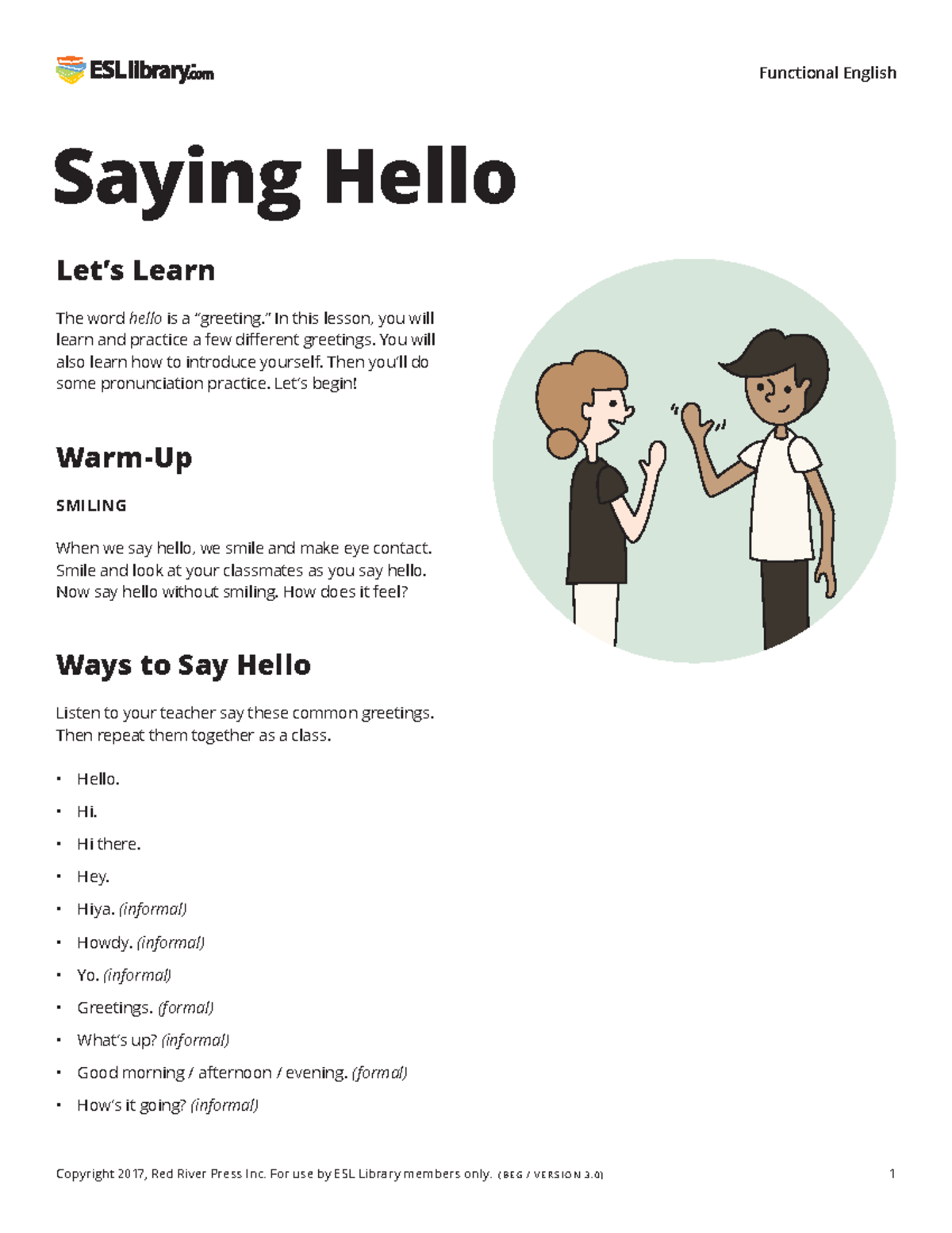 92 Saying-Hello US - saying hello - Functional English Saying Hello ...
