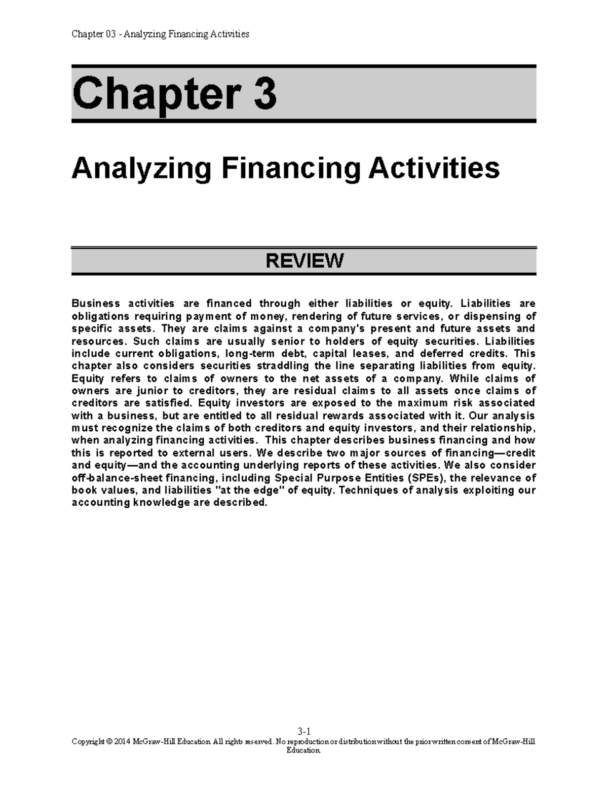 Financial Statement Analysis-SMChap 003 - Chapter 3 Analyzing Financing ...