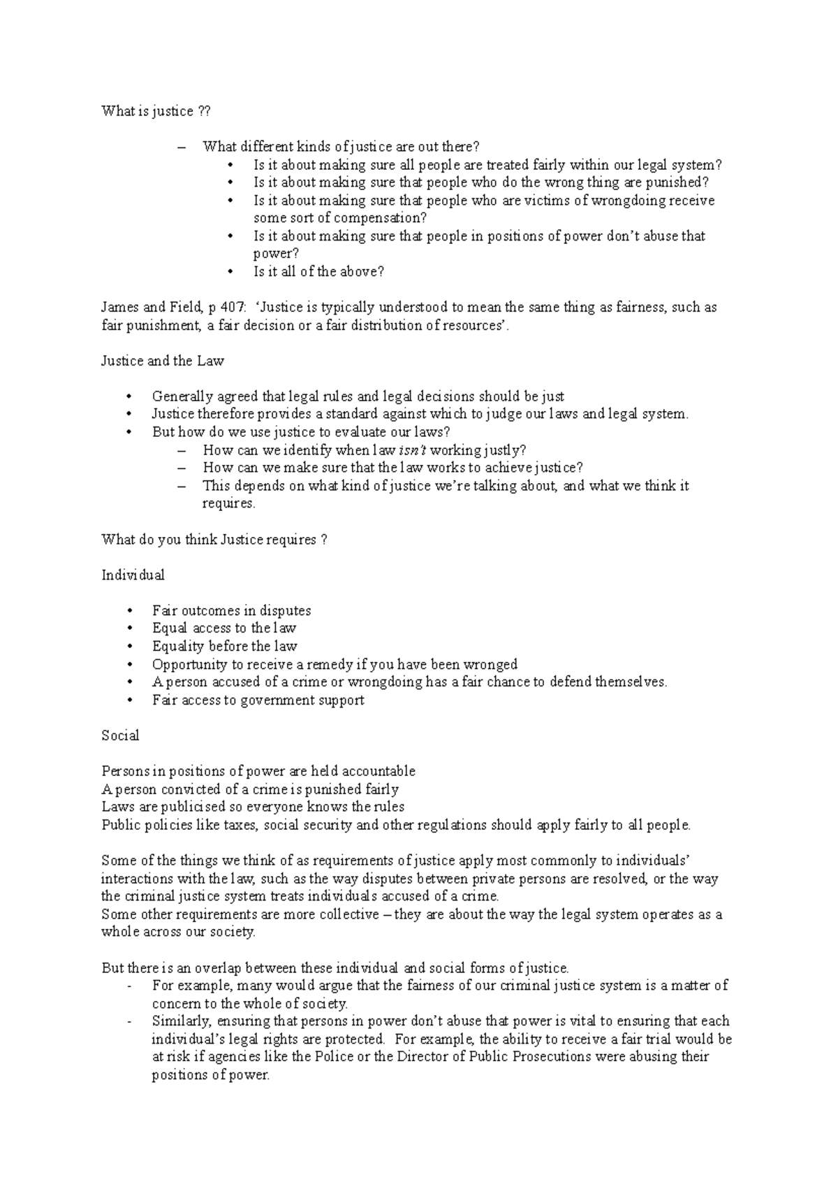 LLB104 EXAM Notes - LECTURE SUMMARY 1 - 4 - What is justice ?? What ...