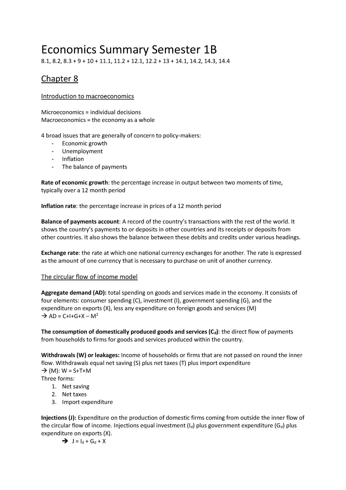 Summary International Business / Economics 1: - Economics Summary ...