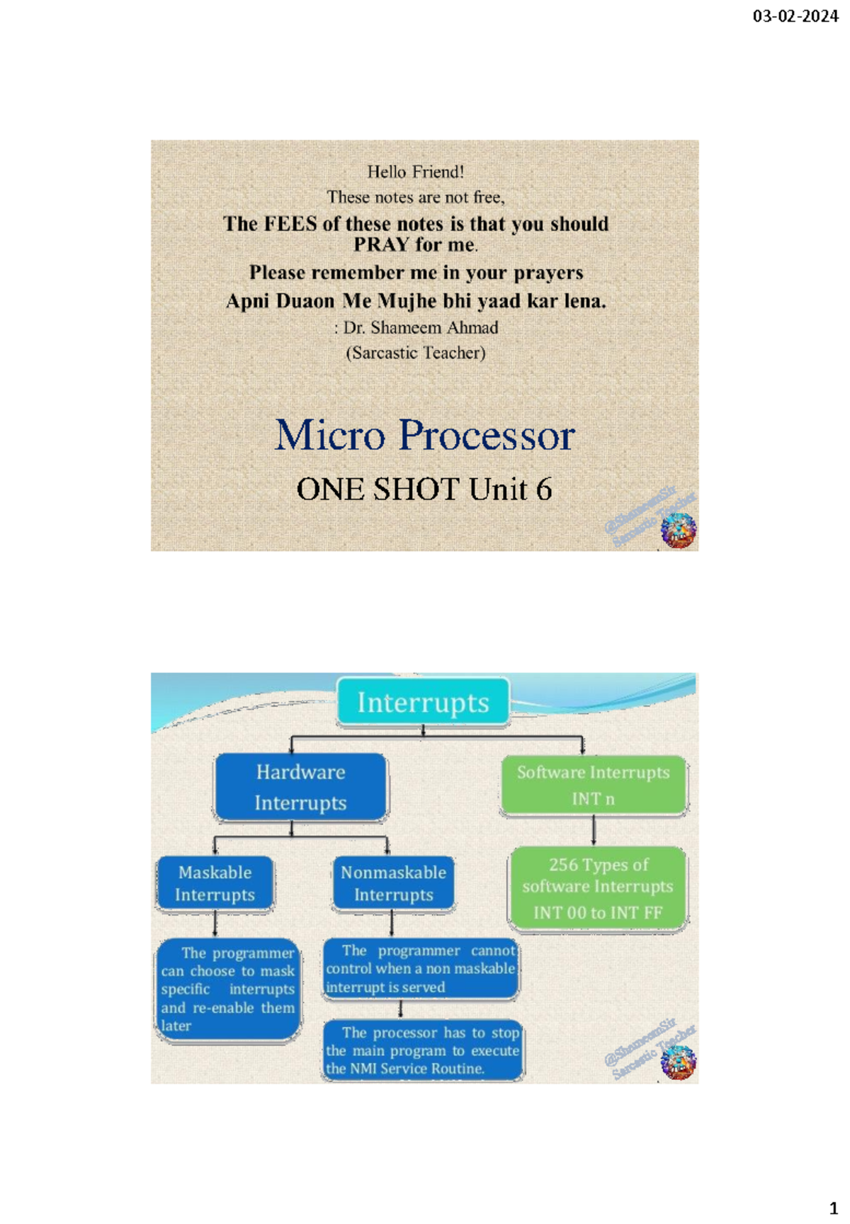 MP unit 6 oneshot - Notes are provided - Micro Processor ONE SHOT Unit ...