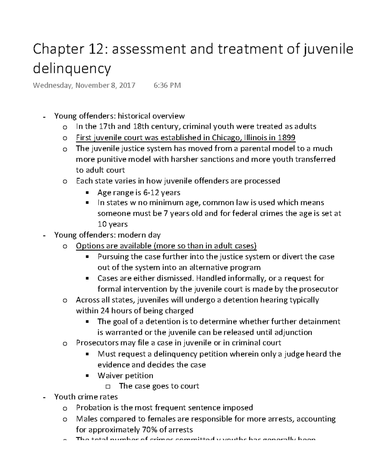 Chapter 12 assessment and treatment of juvenile delinquency Warning
