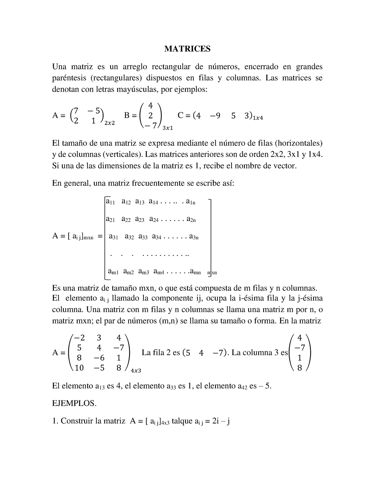 Matrices Manejo De Las Diferentes Tecnicas MATRICES Una Matriz Es Un Arreglo Rectangular De