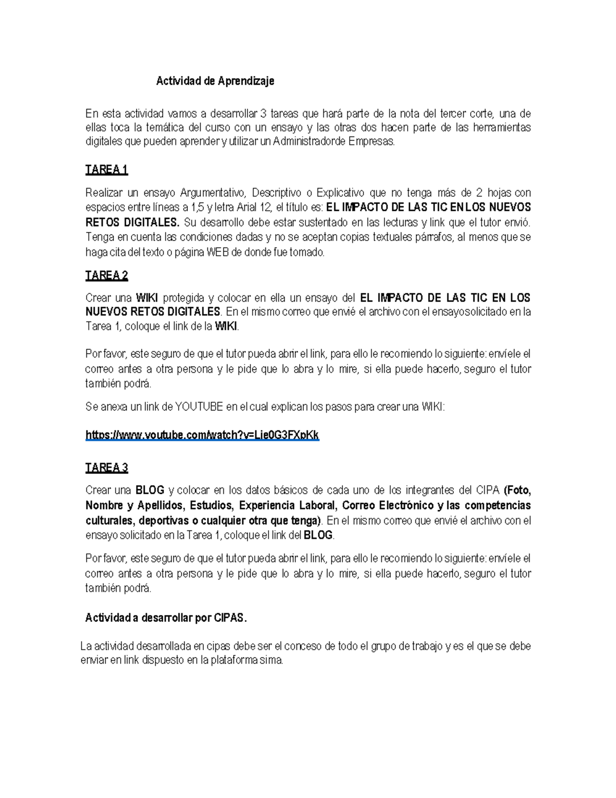 Unidad # 3 - evaluacion - Actividad de Aprendizaje En esta actividad ...