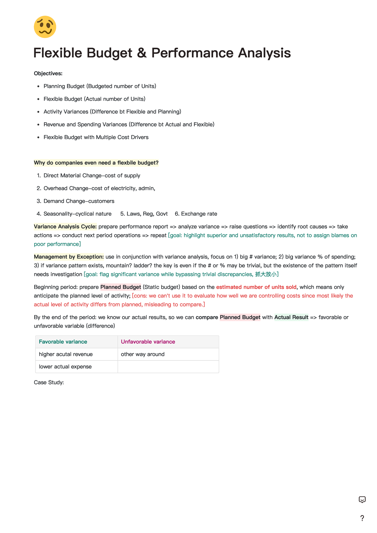 Flexible Budget & Performance Analysis Flexible Budget & Performance