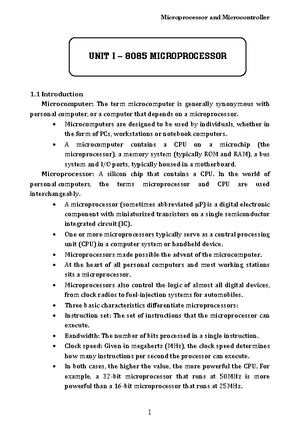 Microprocessors AND Microcontrollers - LECTURE NOTES ON Microprocessor ...