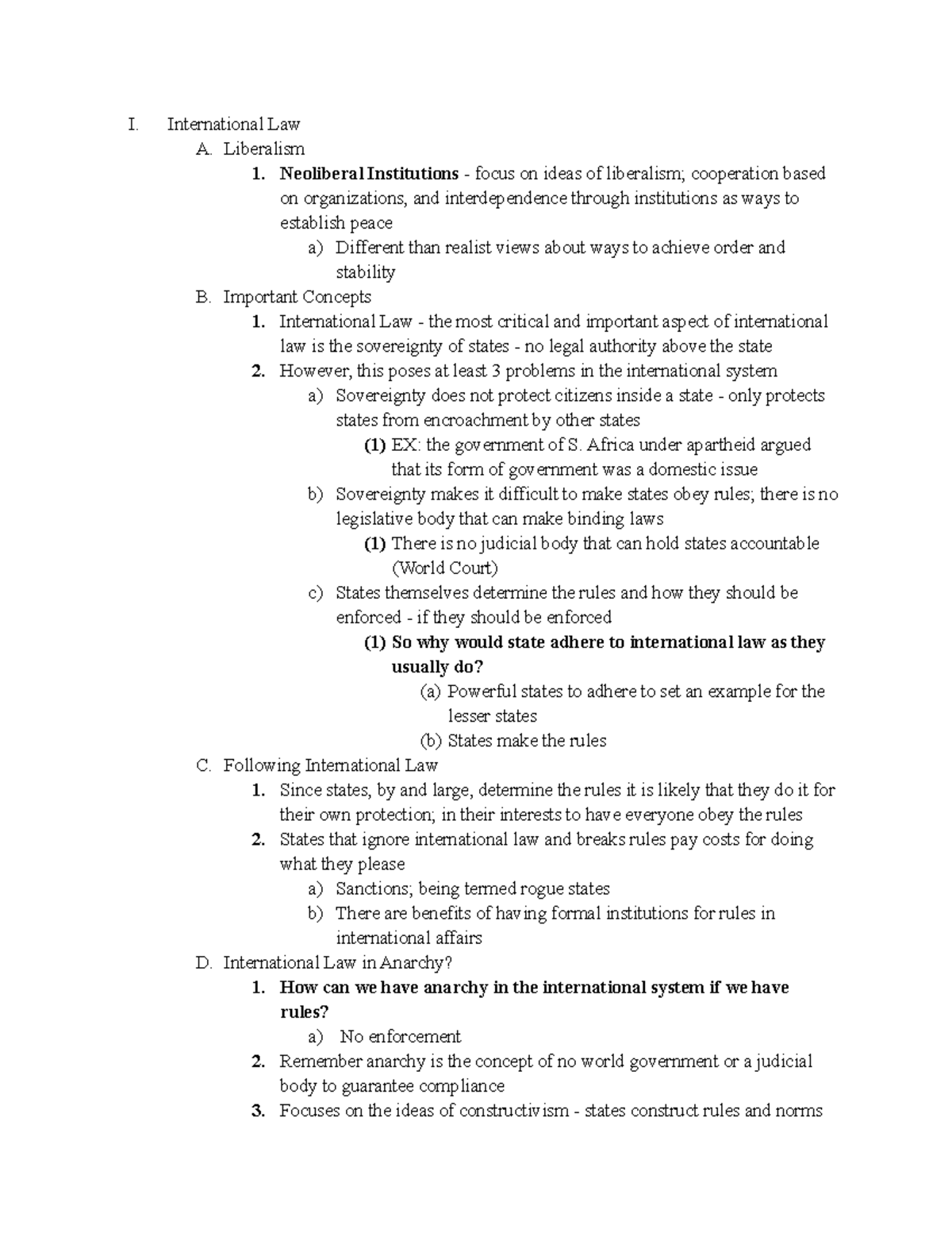 Chapter 13 - Notes follow along with the course. - I. International Law ...