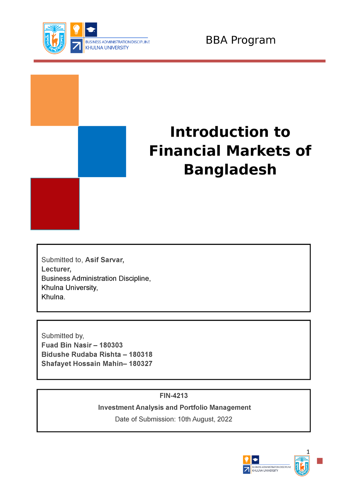 assignment on financial market in bangladesh