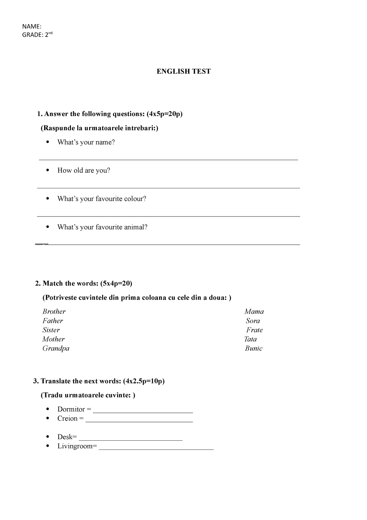 english-test-9th-grade-name-grade-2nd-english-test-answer-the
