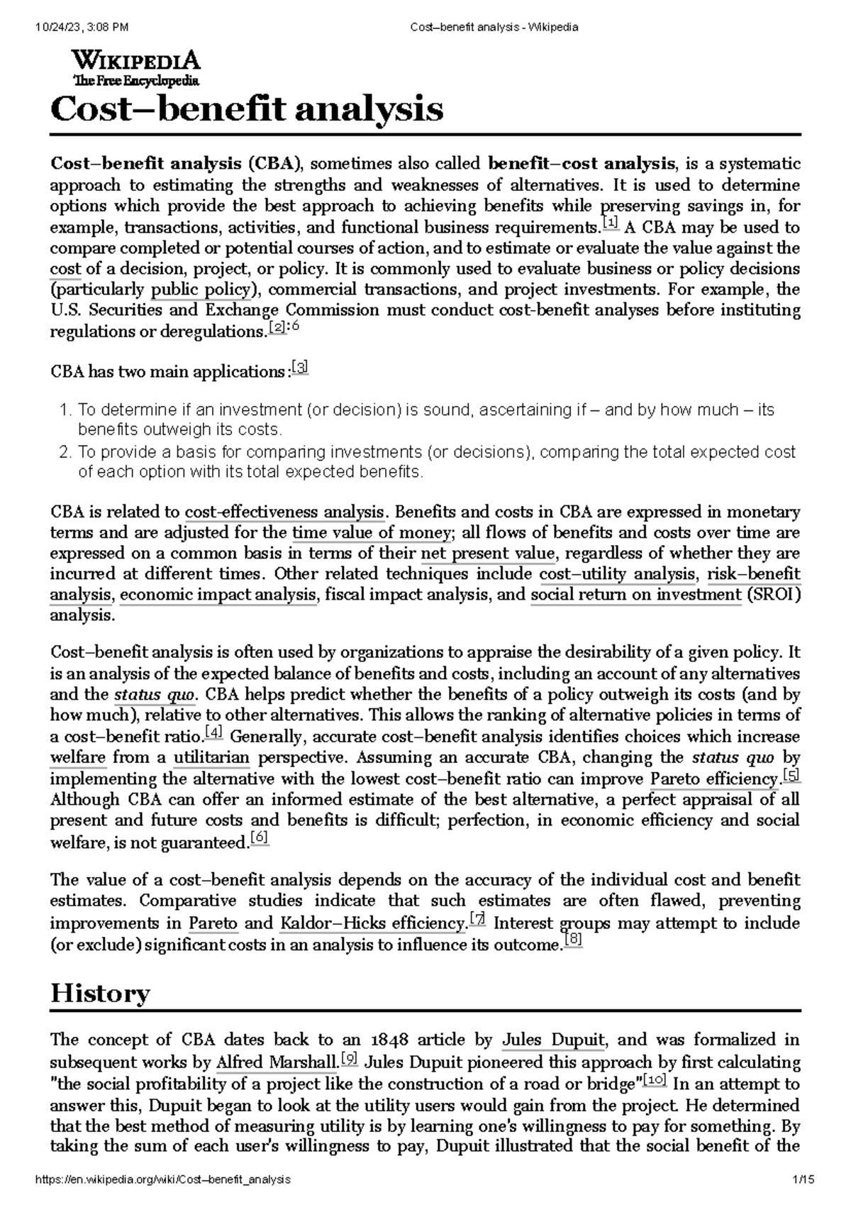 Costbenefit analysis Wikipedia Costbenefit analysis Costbenefit