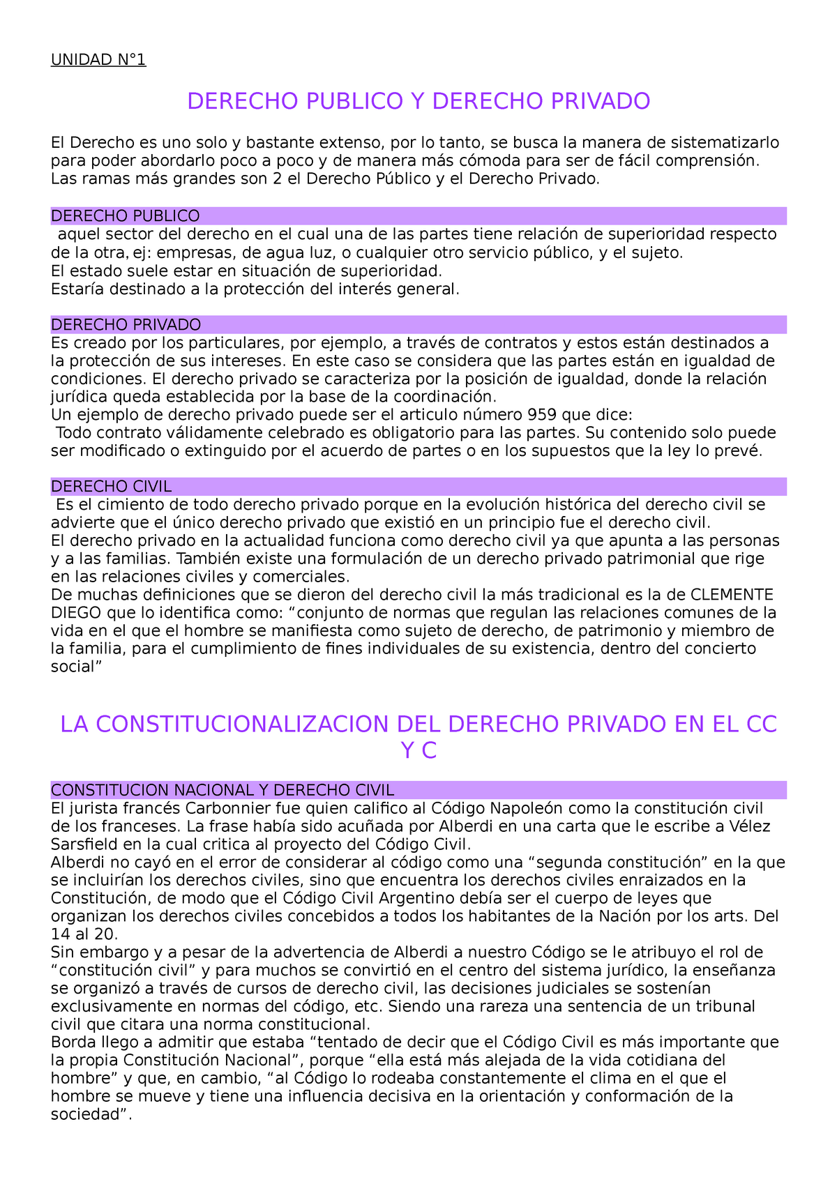 Derecho Privado Primer Parcial Unidad N Derecho Publico Y Derecho Privado El Derecho Es Uno