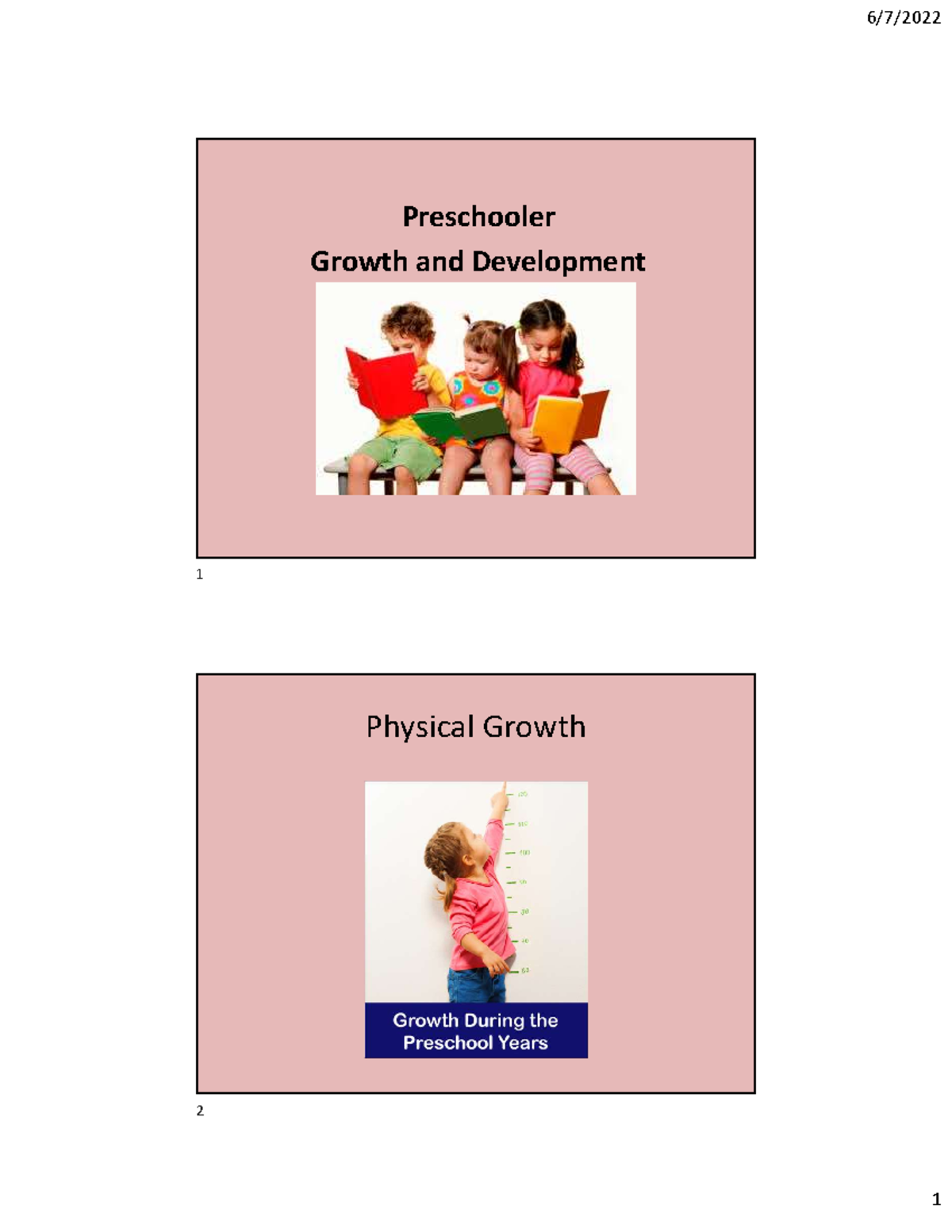 Preschooler Growth And Development Outline From Powerpoint - Growth And ...