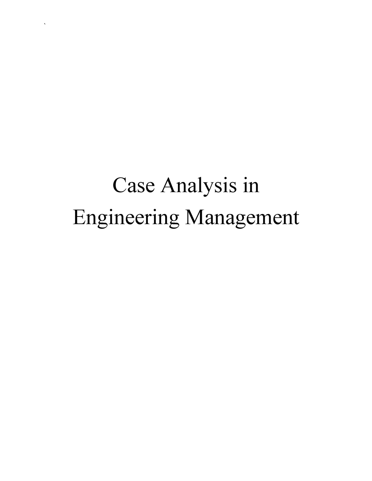 engineering management case study 1