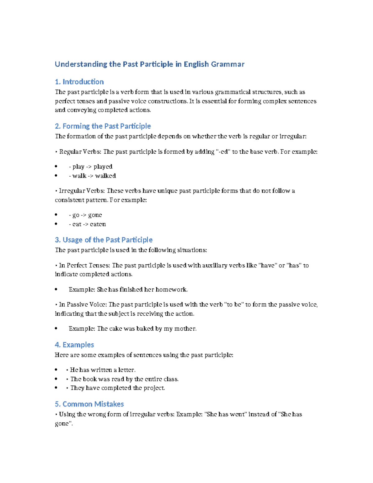 Past Participle Explanation - Understanding the Past Participle in ...
