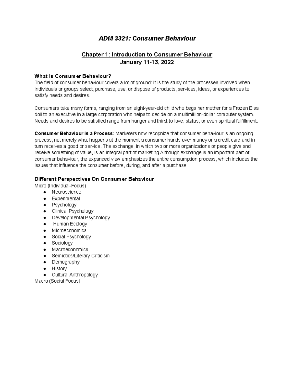 ADM 3321 Consumer Behaviour 2022 Lecture Notes - ADM3321 - uOttawa ...