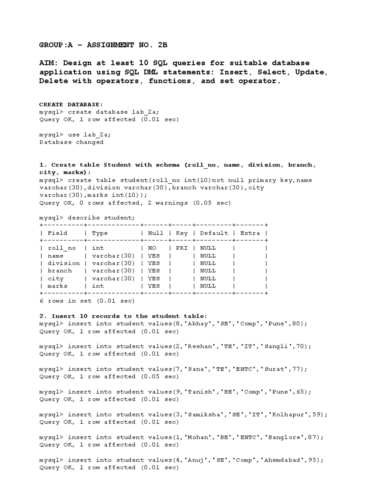 Assignment 2b 108 - enjoy - GROUP:A – ASSIGNMENT NO. 2B AIM: Design at ...