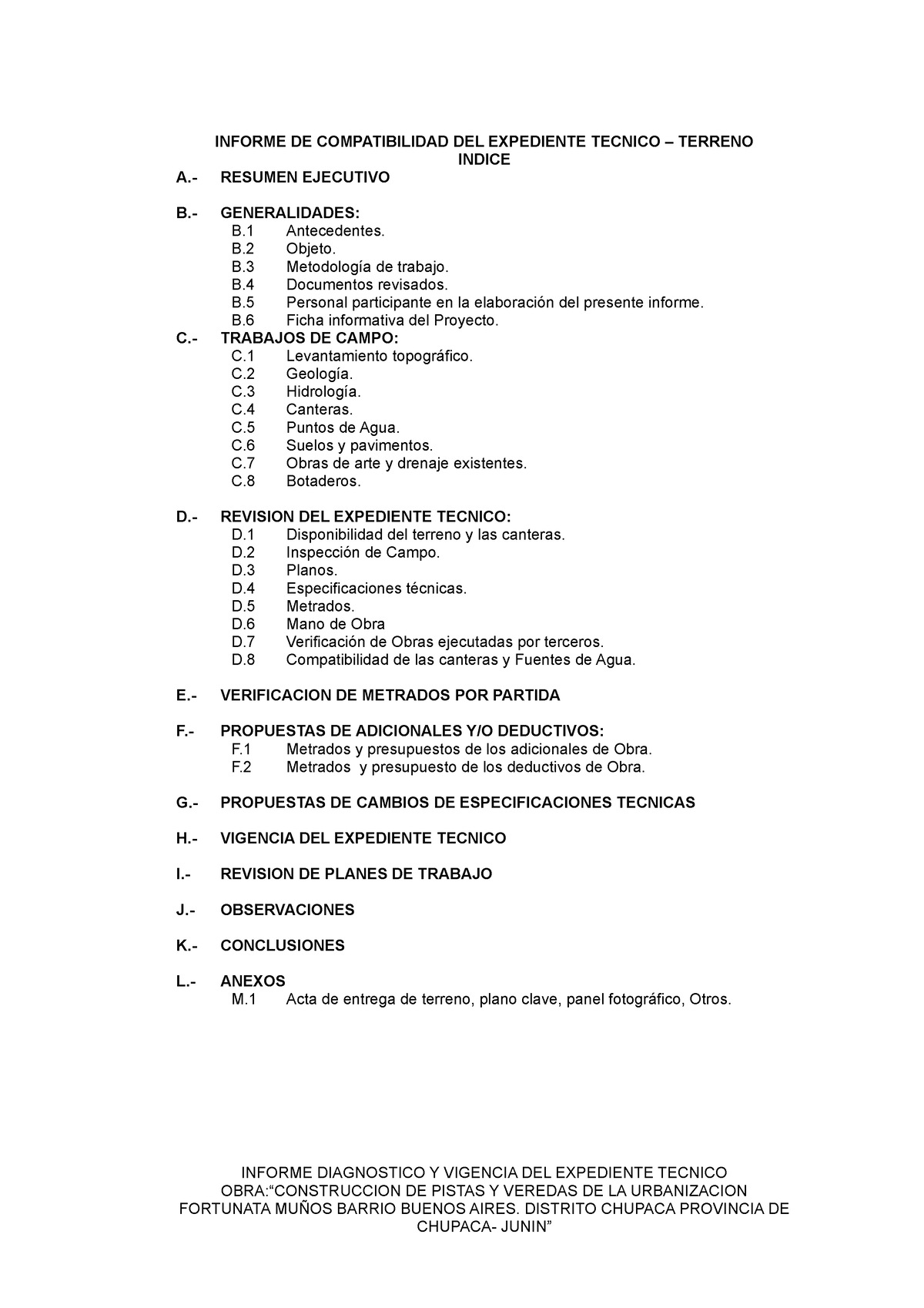 Informe De Compatibilidad De Expediente Tecnico Satipo - INFORME DE ...