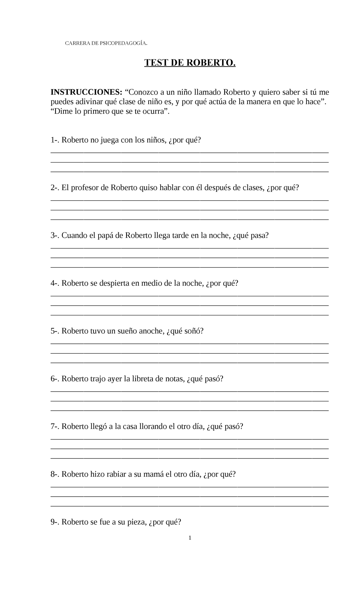 TEST DE Roberto - instrumento de evaluación psp - CARRERA DE ...