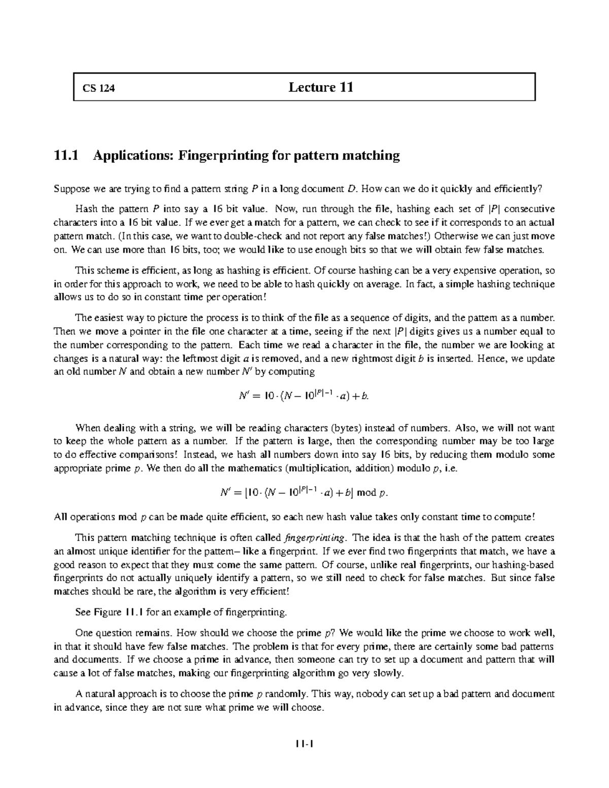 Lecture notes, lectures 11 - 15 - Lecture 11 CS 124 11 Applications ...