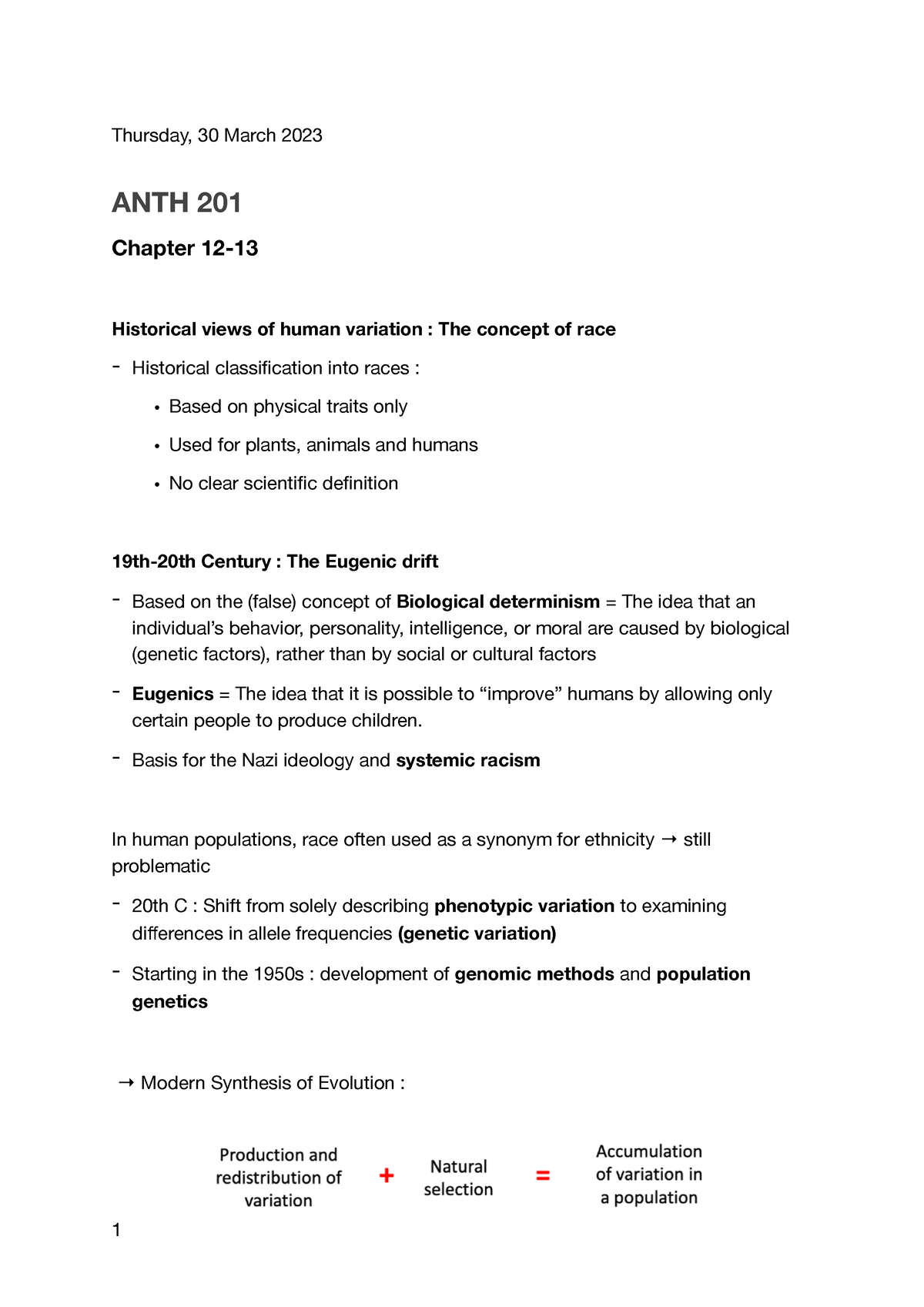 ANTH 201 - LEC 10 - Lecture Notes Covering Chapter 10 Of The Textbook ...