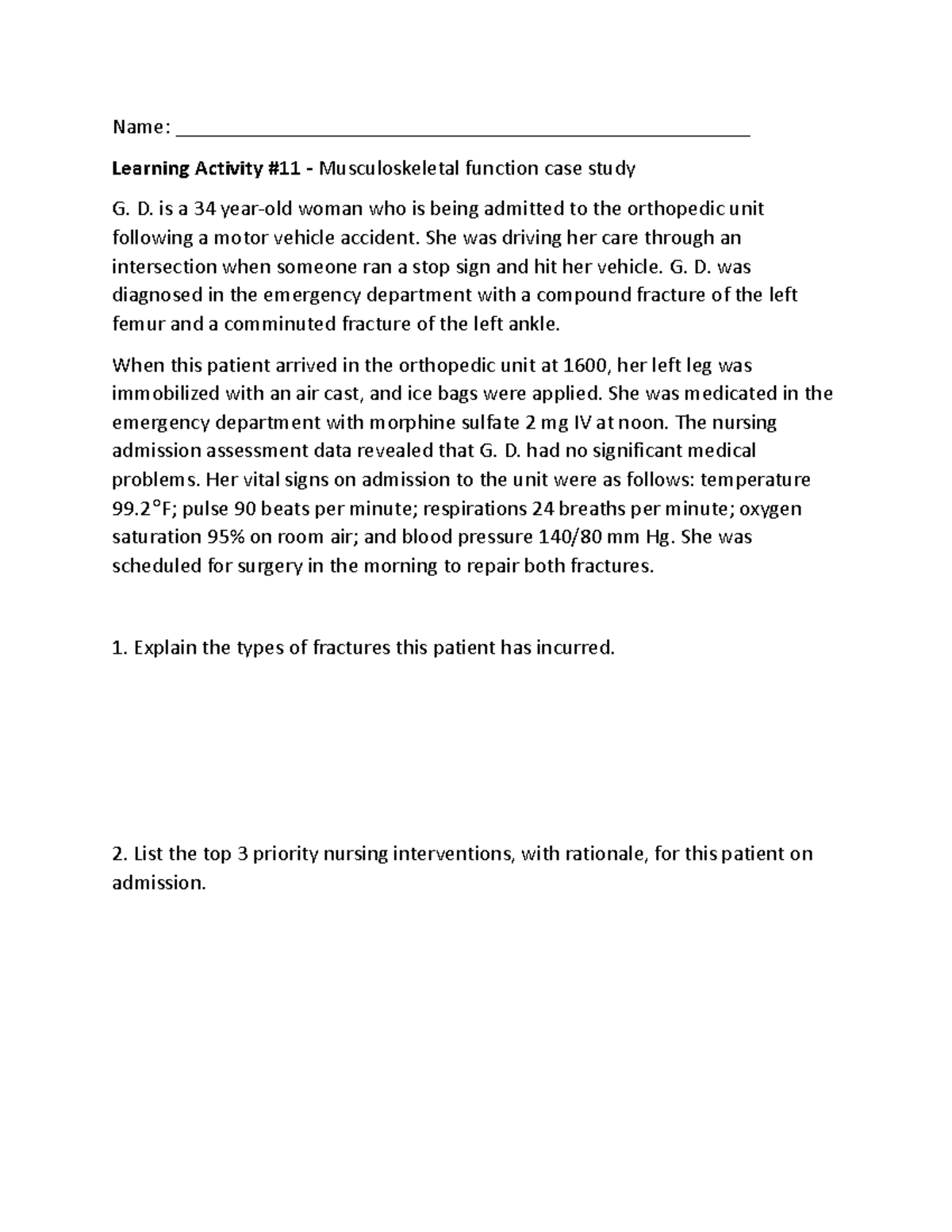 Learning activity #11 - Case study - Name