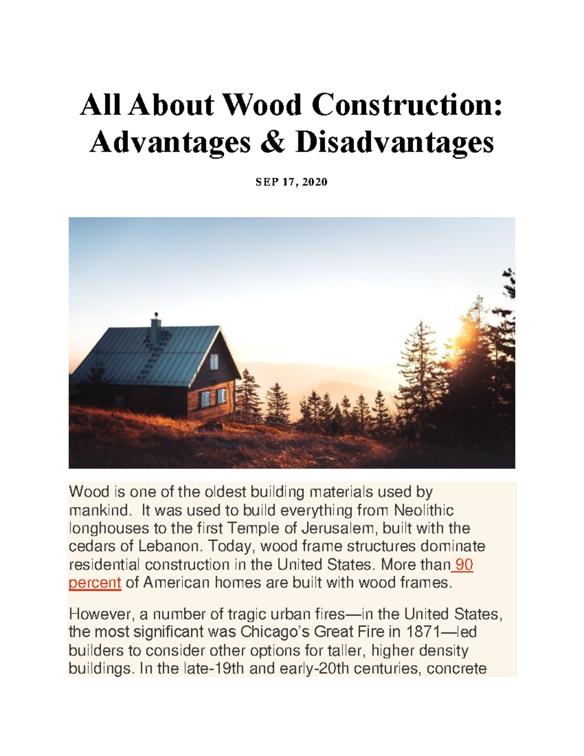 All About Wood Construction All About Wood Construction Advantages