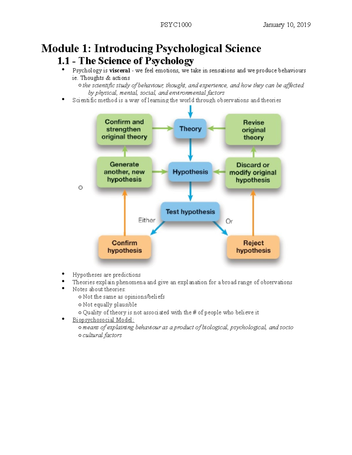 Midterm 1 Notes - Module 1: Introducing Psychological Science 1 - The ...