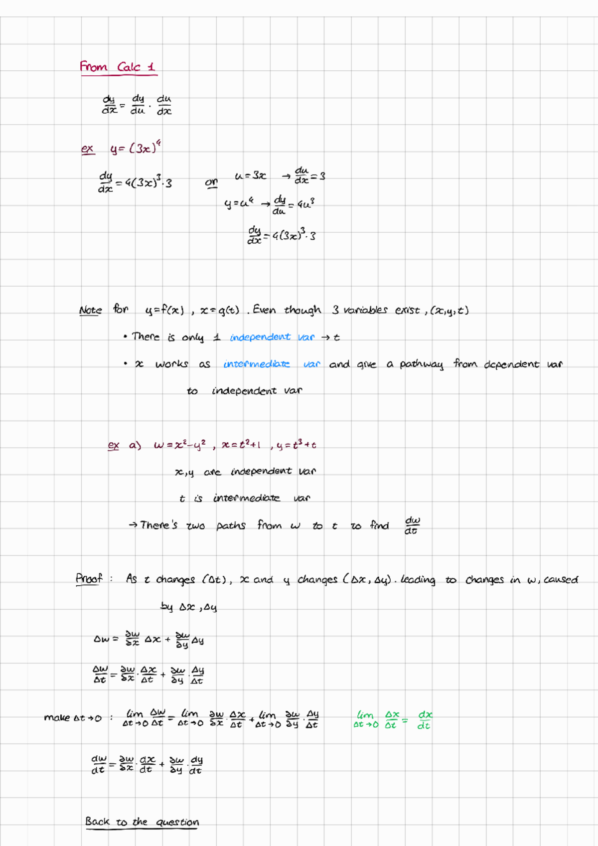 Chain Rules 240511 220548 - From Calc 1 dy du du dx du dx ex (3x) dy 4 ...