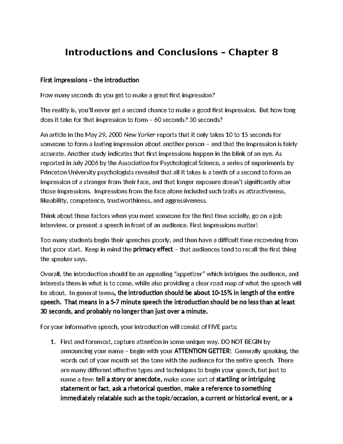 Exploring Public Speaking - Chapter 8(1) - Tagged - Introductions and ...
