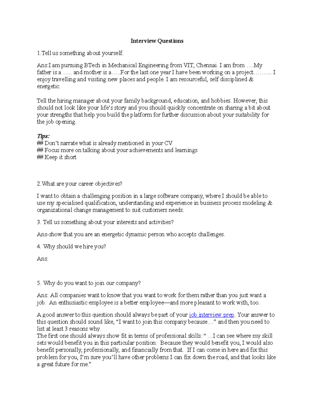 Interview questions - wow - Interview Questions 1 us something about ...