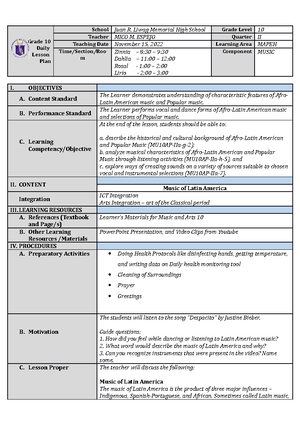 PE Walking and Running - Lesson plan - Grade 10 Daily Lesson Plan ...