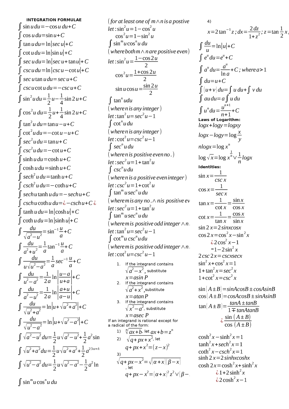 differentiation-and-integration-formulae-integration-formulae-sin-u