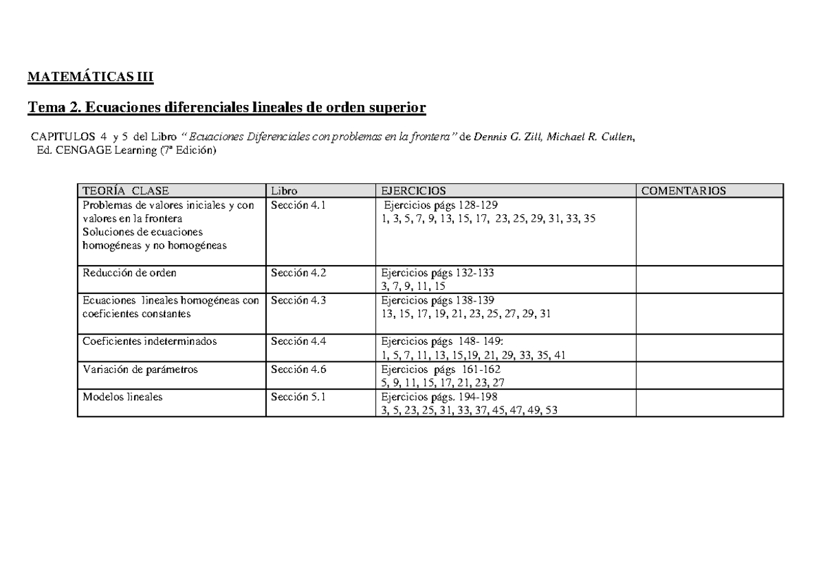 Tema 2.- Problemas del Zill - MATEMÁTICAS III Tema 2. Ecuaciones ...