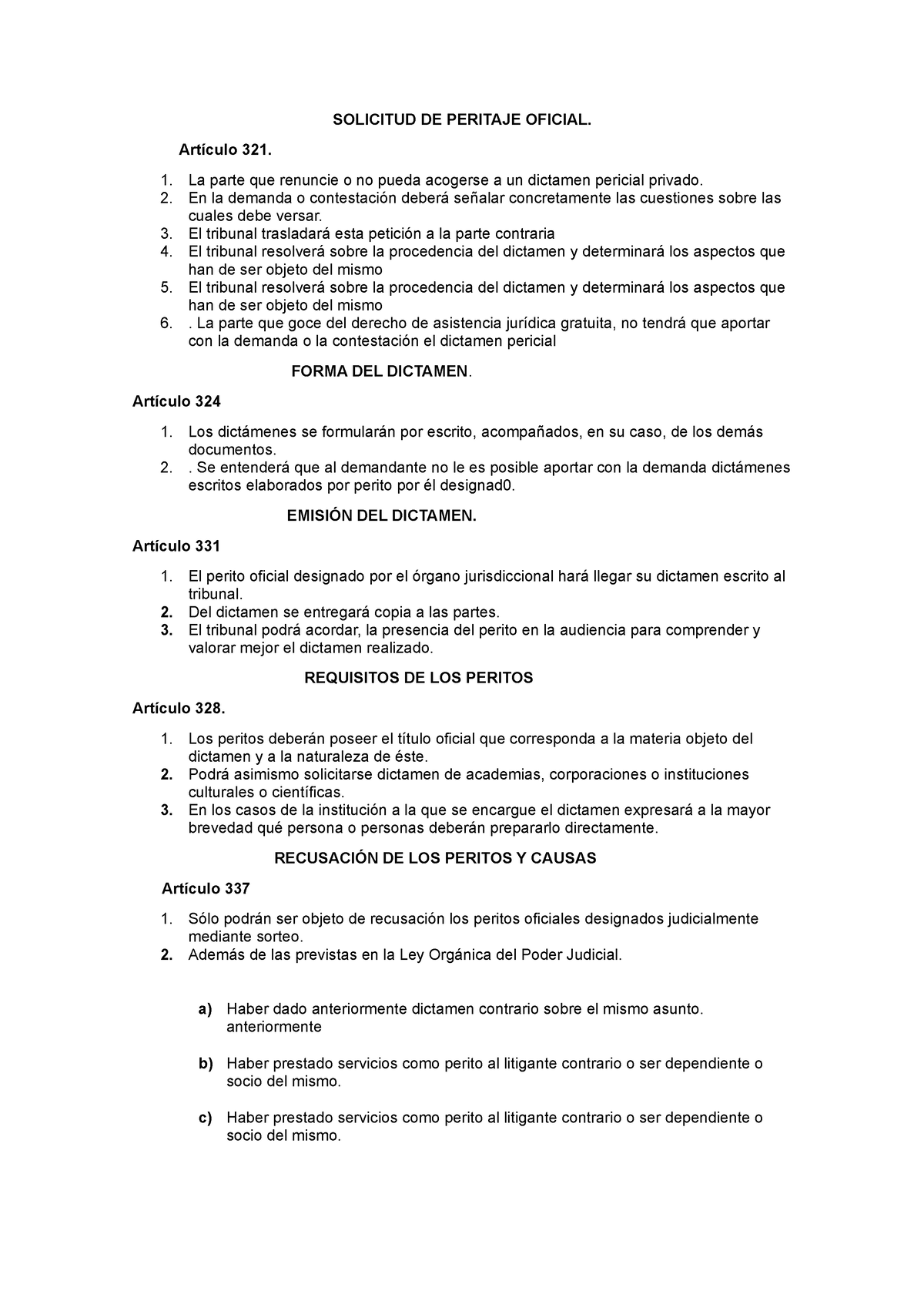 Solicitud DE Peritaje Oficial - SOLICITUD DE PERITAJE OFICIAL. Artículo ...