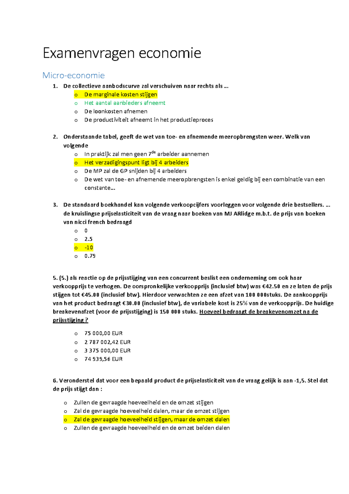 Examenvragen-economie-officieel - Examenvragen Economie Micro-economie ...