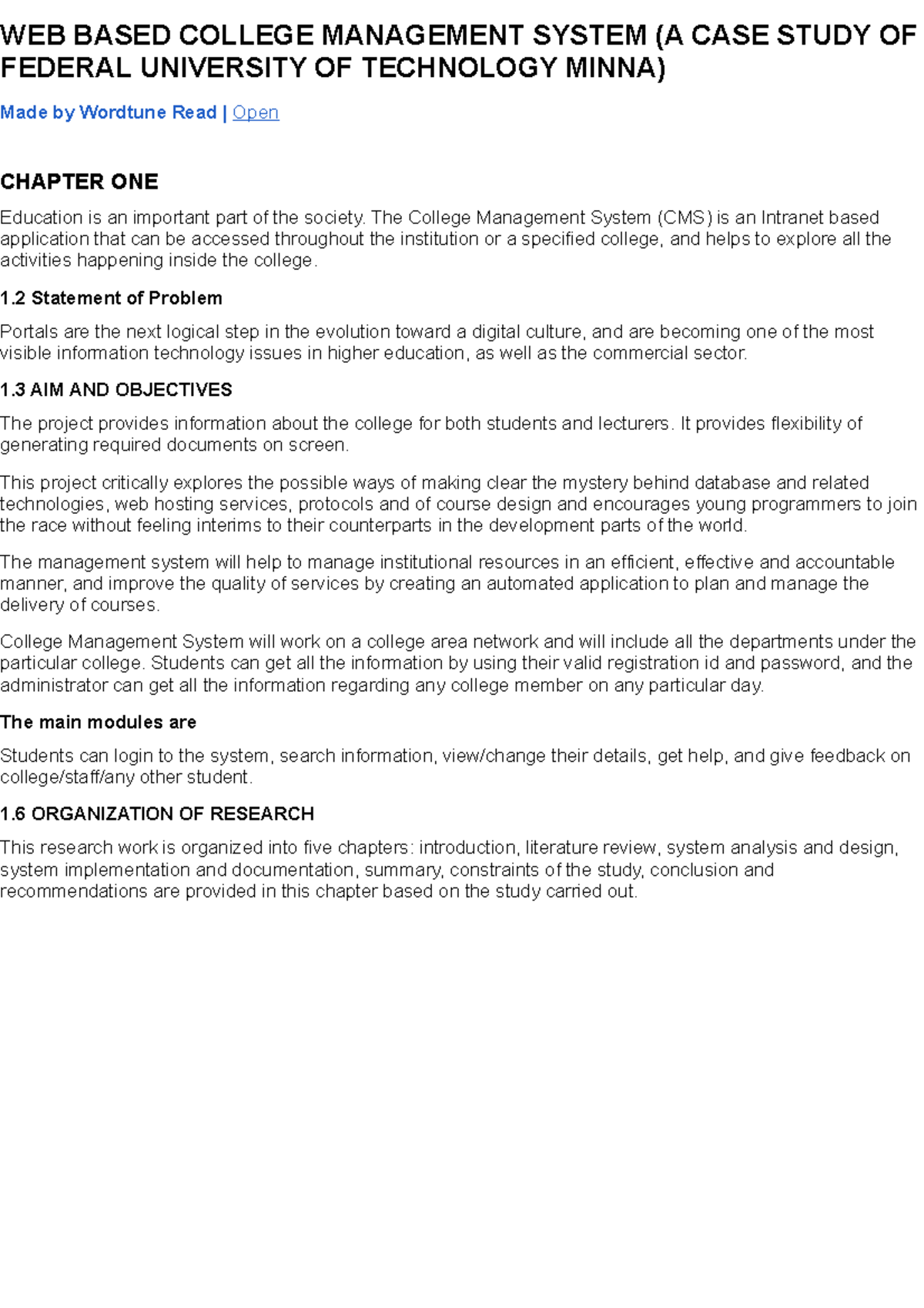 WEB Based College Management System (A CASE Study -WT Summaries - WEB ...