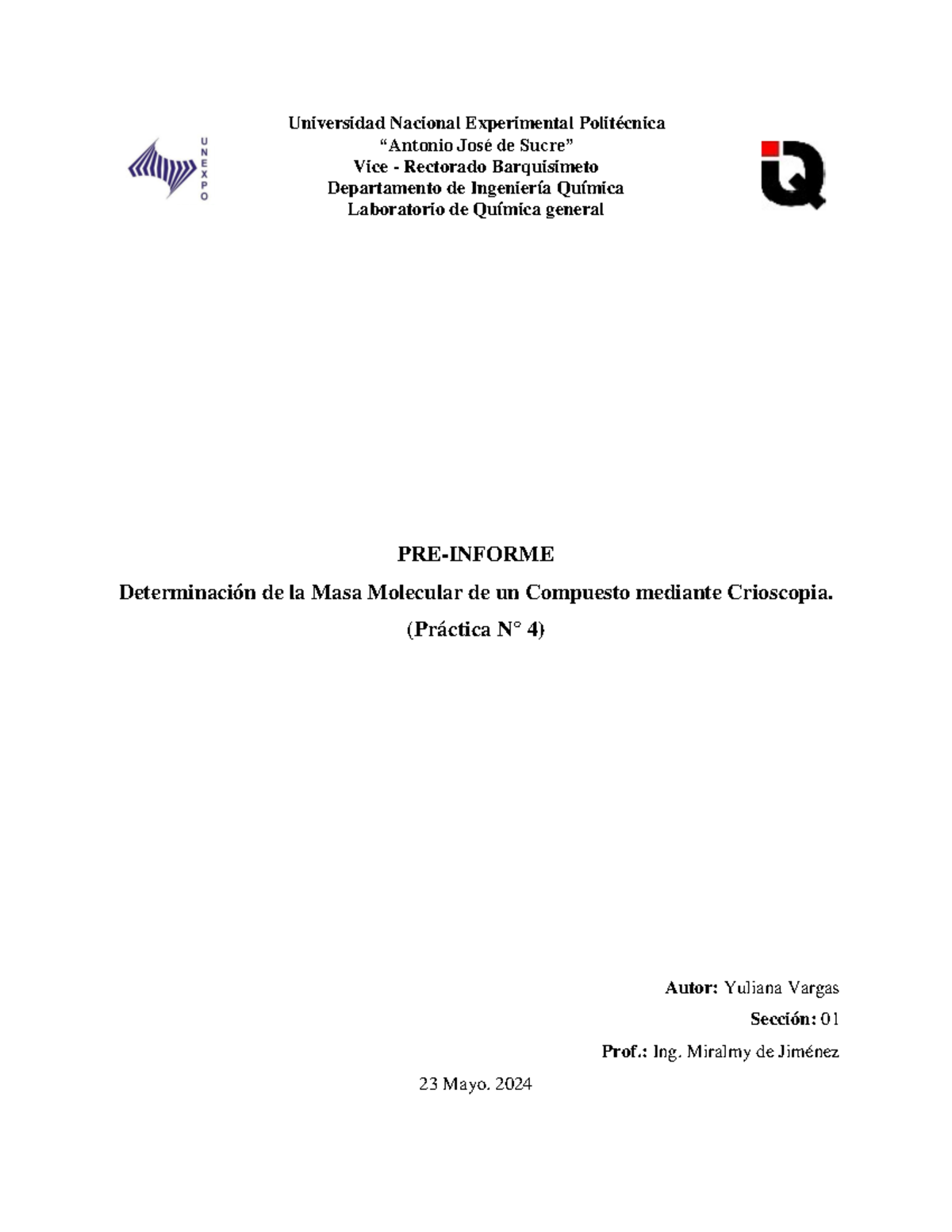 4. Preinforme-Determinación de la Masa Molecular de un Compuesto ...